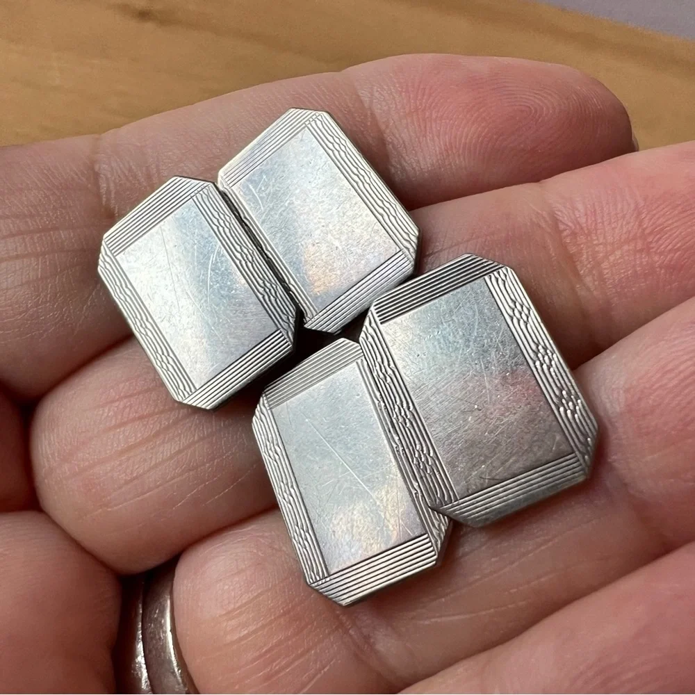 HENRY GRIFFITH & SONS ANTIQUE ENGLISH STERLING SILVER CUFFLINKS HALLMARKED